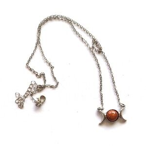 Sandstone Triple Moon Goddess‎ Necklace